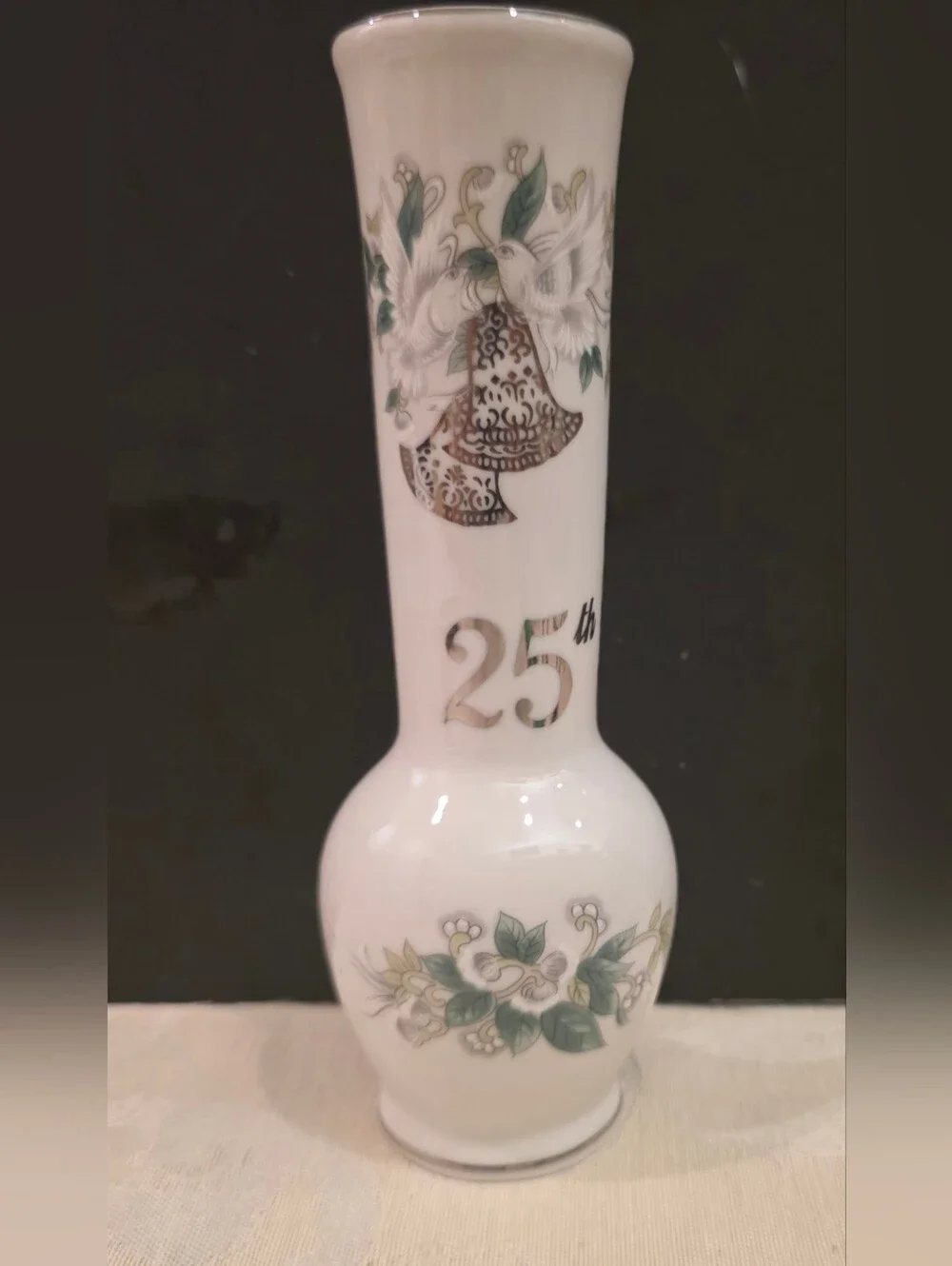 Lefton 25th Anniversary Porcelain Hand Painted Bud Vase Model 1096